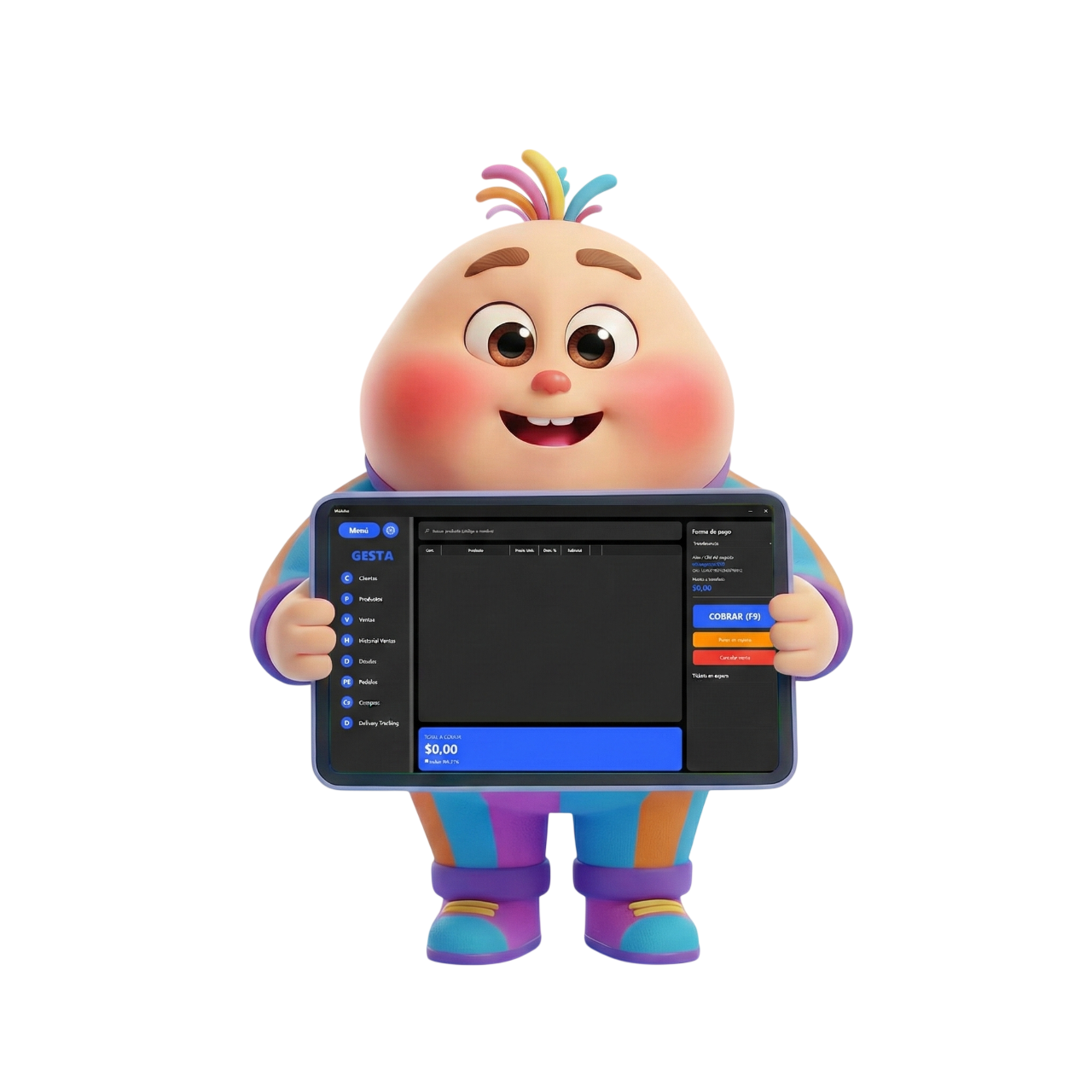 Mascota mostrando funciones